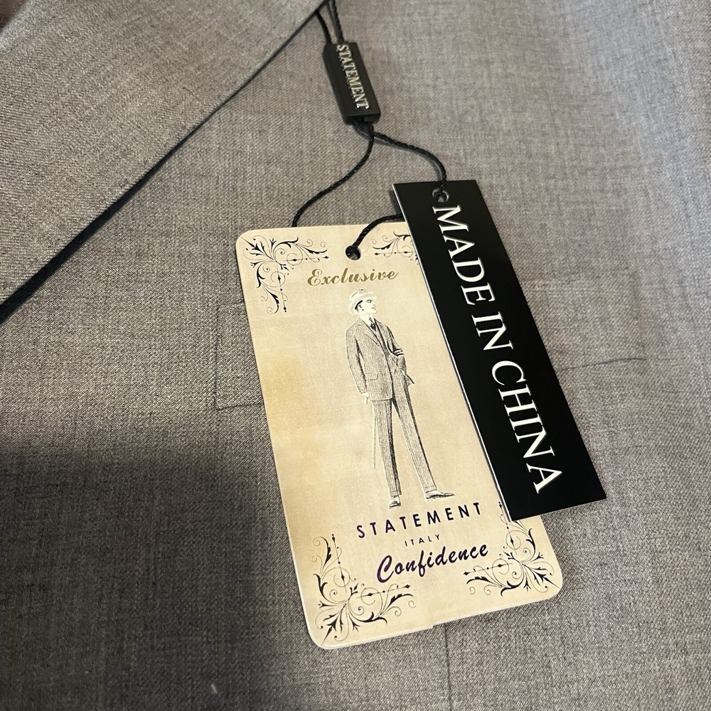 Statement NEW Italy Confidence Pure Handmade Blazer Gray Wool Mens Size 44R - Picture 2 of 16